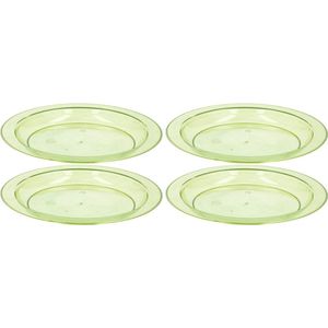 4x Groen plastic borden/bordjes 20 cm - Kunststof servies - Koken en tafelen - Camping servies - Ontbijtbordje kinderen