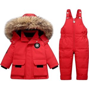 Kraftverdia® - skipak - skipak baby - winterpak voor baby - ski-donsjack pak - winddicht - warm - Tops en broeken 2STUKS - Geschikt voor jongens en meisjes Sneeuwpak - Rood - maat 80