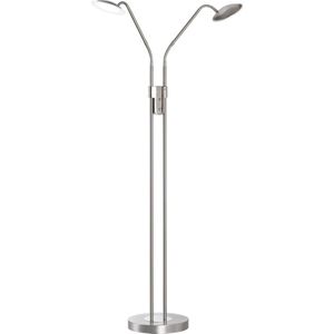 Fischer & Honsel - Vloerlamp Tallri - 2x LED 7,5 W (incl.) - Mat Nikkelkleurig Metaal met Satijnglas