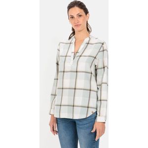 camel active Slip-on blouse met flanellen ruitpatroon - Maat womenswear-L - Kaki