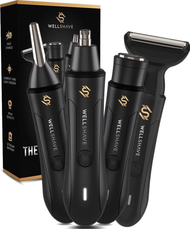 Wellshave - 4 in 1 Neustrimmer - Wenkbrauw en Oorhaar Trimmer - Compact - Licht