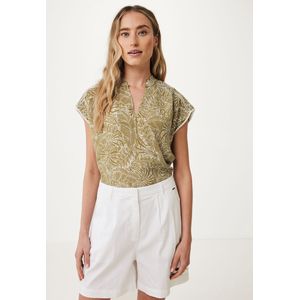 Ruffle Neck Blouse Dames - Spicy Green - Maat S