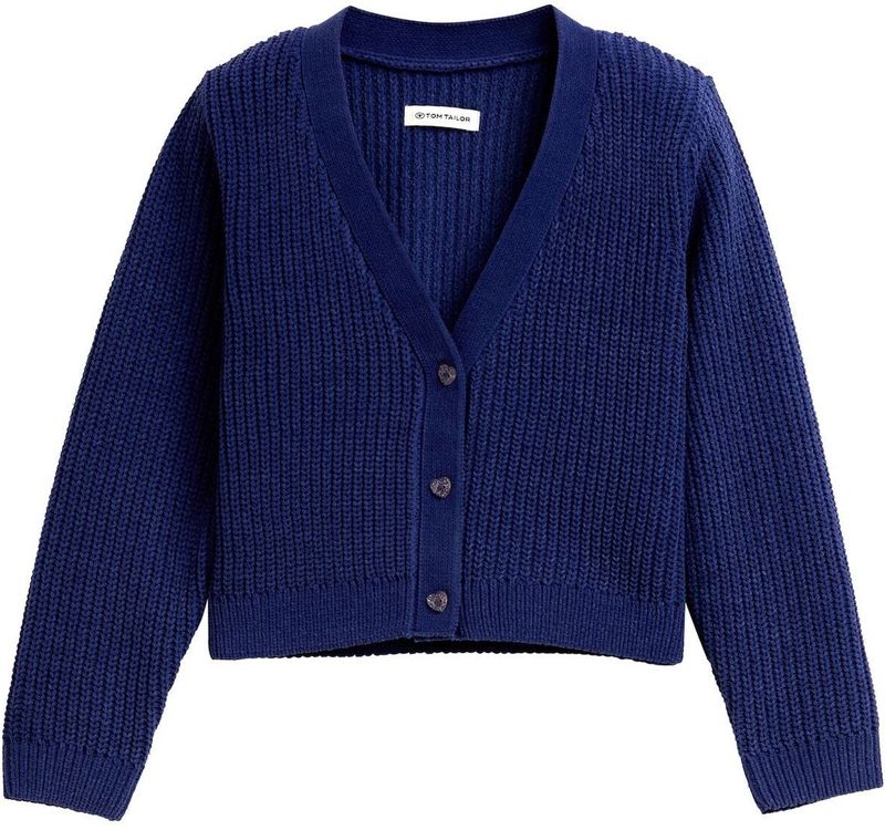 Tom Tailor - Vest - Dark blue harbor - Met V-hals - Lange Mouwen