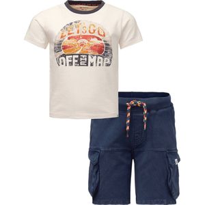 Noppies - Kledingset - 2DELIG - Broek Jogging short Ghazipur - Shirt Garissa Antique White - Maat 140