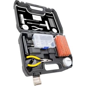 60-delige professionele bandenreparatieset voor auto, vrachtwagen, motorfiets, graafmachine, quad, ATV's en tractor - pechset met alles wat je nodig hebt Bandreparatieset auto