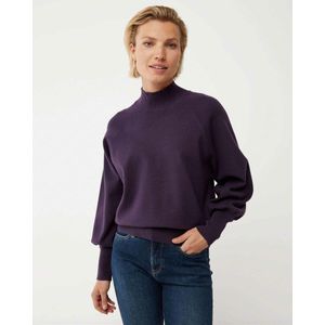 Mock Neck Gebreide Trui Dames - Donker Paars - Maat XS