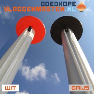 Vlaggenmast BASIC 8 meter aluminium cilindrisch ø 85 mm, grijs incl. knop, kikker, koord en geleide-oog en overschuifkoker - 8508A1B