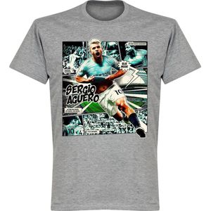 Sergio Aguero Comic T-Shirt - Grijs - L
