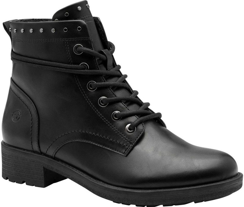 Tamaris - Leren Enkellaarsjes - Zwart - Tijdloze Elegantie