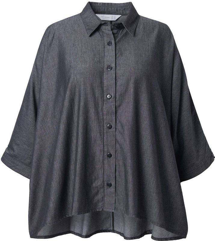 MIAMODA - Dames - Blouse oversized 3/4-vleermuismouwen - Antraciet - Maat 42+