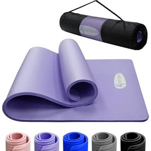Yogamat voor vrouwen en mannen, NBR-schuim, yogamat voor vrouwen en mannen, hoge dichtheid, antislip, oefenmat met vrije reistas, draagtas, voor yoga, pilates, hit, thuis, workouts en gym (roze)