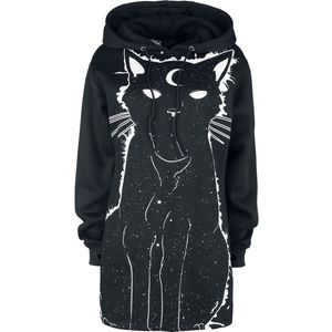 Heartless Moon Kitty Hood Dames Trui met capuchon - zwart/wit - S