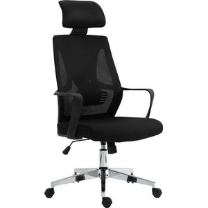 In And OutdoorMatch Bureaustoel Corina - Polyester - Metalen Frame - Zwart - Exclusieve Look - Game Chair