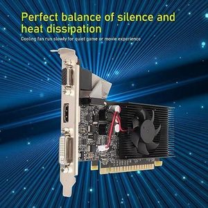 2GB Desktop Grafische Kaart, Gaming Grafische Kaart met Koelventilator, HDMI DVI VGA-interface, 64 Bit Geheugenbus