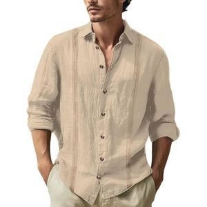 Herenoverhemden Lange Mouwen Katoen Linnen Casual Zomer