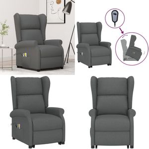 vidaXL Sta-op-massagestoel stof donkergrijs - Sta-opstoel - Sta-opstoelen - Staopstoel - Sta Op Stoel