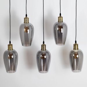 Hanglamp 5-lichts Valerie met amber glas