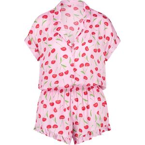 Hunkemöller Dames Nachtmode Onesie Teddy Cherry - Roze - maat XS