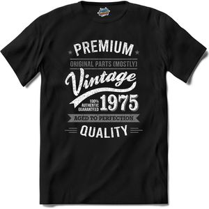 Vintage Legend Sinds 1975 - verjaardag en feest cadeau - Kado tip - T-Shirt - Unisex - Zwart - Maat XXL