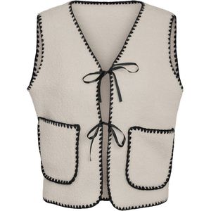 Noisy may Gilet Nmfuzzy S/l Tie Vest 27037480 Birch/black Contrast Dames Maat - M