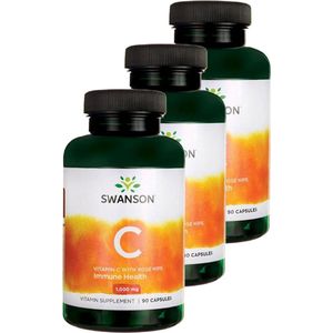 Swanson | Vitamin C with rose Hips 1000mg | 90 capsules | 3 stuks | 3 x 90 capsules