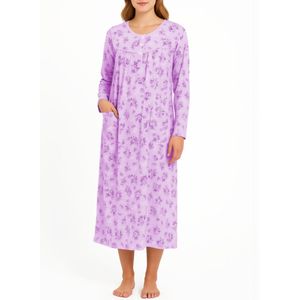 Dames nachthemd lang model met lange mouwen 6566 130CM Single Jersey XL paars