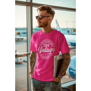 2004 Jaar Roze T-shirt Heren - Maat S - Aged Vintage - Verjaardag Cadeau Mannen - Limited Edition