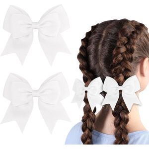 Brenzoos - : Set van 2 grote witte satijnen haarbogen voor dames en meisjes Het is belangrijk om relevante zoekwoorden toe te voegen om de vindbaarheid van het product te vergroten.