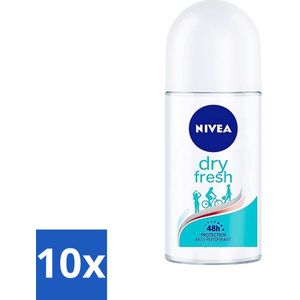 10 x Nivea - Deodorant - Roller - Dry Fresh - 48 Uur Lang Werkend - 50 ml - Deodorant Roller - Unisex Deodorant - Gevoelige Huid - Dermatologisch Getest