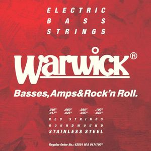 Warwick 42501 Red Electric 8-String Medium 017-100 - Snarenset voor 8-string basgitaar