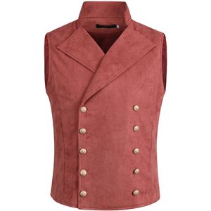 Allthemen Heren Dubbelrijig Effen Staande Kraag Gilet Vest - Comfortabele en Stijlvolle Vest - XS
