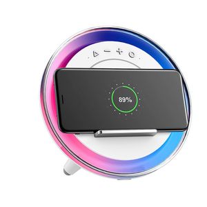 Crrynuo - Bluetooth Speaker - Draadloze Speaker - Multifunctionele LED Speaker - 1 Stuk - 4-In-1: Speaker + Nachtlamp + Oplader + Houder - Wit