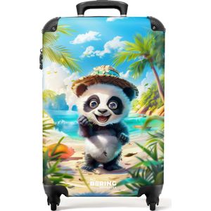 NoBoringSuitcases.com® - Kinderkoffer - Kindertrolley - Jonge panda in tropische sferen - Handbagage koffer lichtgewicht - Reiskoffer trolley kind - Rolkoffer met wieltjes - Past binnen 55x40x20 en 55x35x25