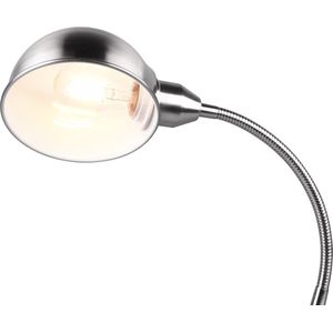 LED Bureaulamp - Tafelverlichting - Torna Pirle - E27 Fitting - Rond - Mat Nikkel - Aluminium