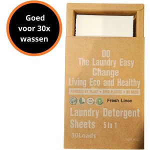 Natuurlijke wasmiddeldoekjes - Fresh Linen wasstrips 30 wasbeurten incl. wasverzachter - Detergent Sheets - Wasvellen - Vegan wasdoekjes