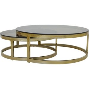 Light & Living - Salontafel MILAGRO - Ø100.5x36.5cm - Goud - Set van 2