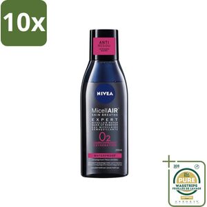10 x Nivea - Expert Make-up Remover - Micellair Water - Gezichtsreinigingsmiddel - 200 ml - Grootverpakking - Make-up Remover - Micellair Water - Gezichtsreinigingsmiddel - Waterproof Make-up - Mascara Verwijderen