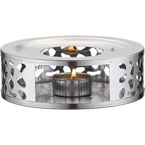 Equivera roestvrijstalen warmer met kaarsverwarmer voor theepot – Elegante accessoire voor thee- en koffiesets