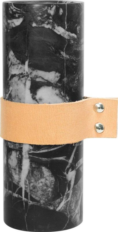 TAK Design Vaas Carlo L - Incl. Lederen Band - Marmer - 8 x 22 cm - Zwart
