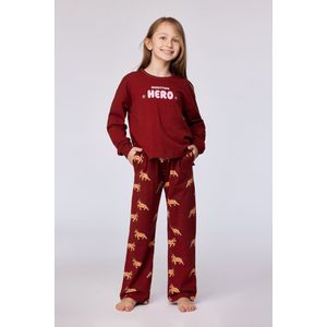 Woody pyjama meisjes/dames - donkerrood - 'nighttime hero' - 252-10-YPA-Z/495 - maat L