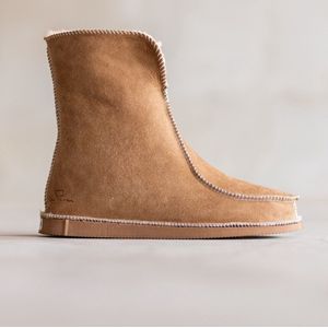 Schapenvacht pantoffels - Lamsvacht hoge pantoffels - Camel - Maat 49