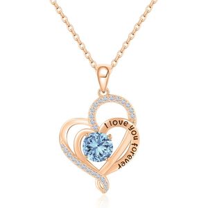 QoF Swarovski® Kristal Hart Blauw I Love You Forever – Lengte 45cm