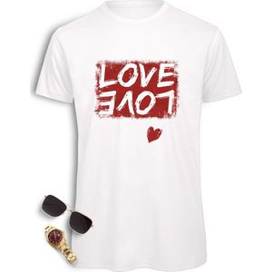 Love t shirt - Grunge love ontwerp tshirt - Vintage print opdruk - T-shirt heren - Love shirt mannen - Maten: S M L XL XXL XXXL - Shirt kleuren: Zwart en wit.
