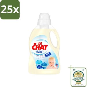 25 x Le Chat Vloeibaar Wasmiddel Bébé 32 Wasbeurten 1440 ml - Grootverpakking - Wasmiddel Voor Baby's - Hypoallergisch Wasmiddel - Wasmiddel Voor Gevoelige Huid - Wasmiddel Tegen Babyvlekken - Vloeibaar Wasmiddel