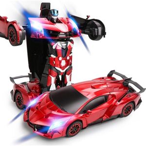 MEWAU 1:12 RC transformerende auto/robot - 2 in 1Afstand Bestuurbare Auto -Gebaar waarneming - Speelgoed Auto -  Rood