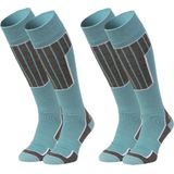 NOMAD® Skisokken Essential 2-Pack | 35/38 Groen | Warme sokken Dames / Heren | Lange Huissokken / Wandelen / Sporten | Knie Kousen | Goede vochtafvoer