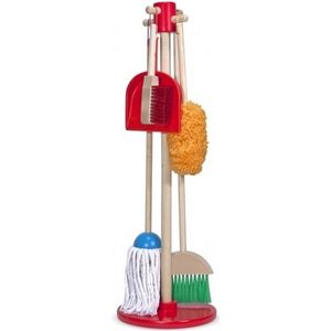 Melissa & Doug Let’ s Play House! Stoffen! Vegen! Dweilen! Speelgoed schoonmaakset - The Original (6-delig, bezem, zwabber, ragebol en opbergstandaard, geweldig cadeau voor meisjes en jongens - ideaal voor kinderen van 3, 4, 5 en 6 jaar)