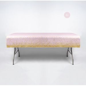 Festivz 2x Licht Roze Confetti Plastic Wegwerp Tafelkleed Versiering Set - Verjaardag Bruiloft Sweet 16 Feest Decoratie - 274 x 137 cm
