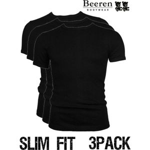 Beeren | T-Shirt | Ronde Hals | MAAT XL | 3-Pack | Zwart | Slim Fit