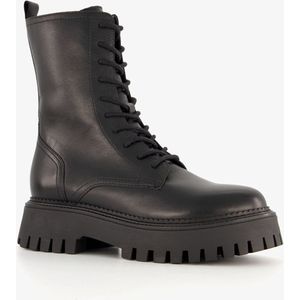 Harper leren veterboots met dikke zool zwart - Maat 40